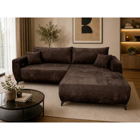 ECKSOFA BELARO Braun Chenille  - Schwarz/Braun, Design, Textil/Metall (246/177cm) - MID.YOU