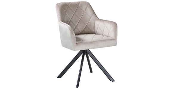 ARMLEHNSTUHL in Eisen Samt - Beige/Schwarz, Design, Textil/Metall (60/87/58cm) - Carryhome