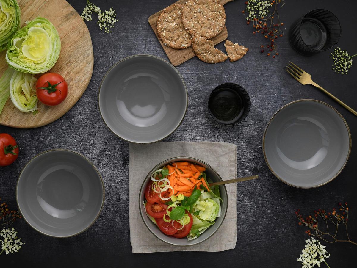 SCHÜSSELSET Nature Collection 4-teilig  - Grau, Design, Keramik - Creatable