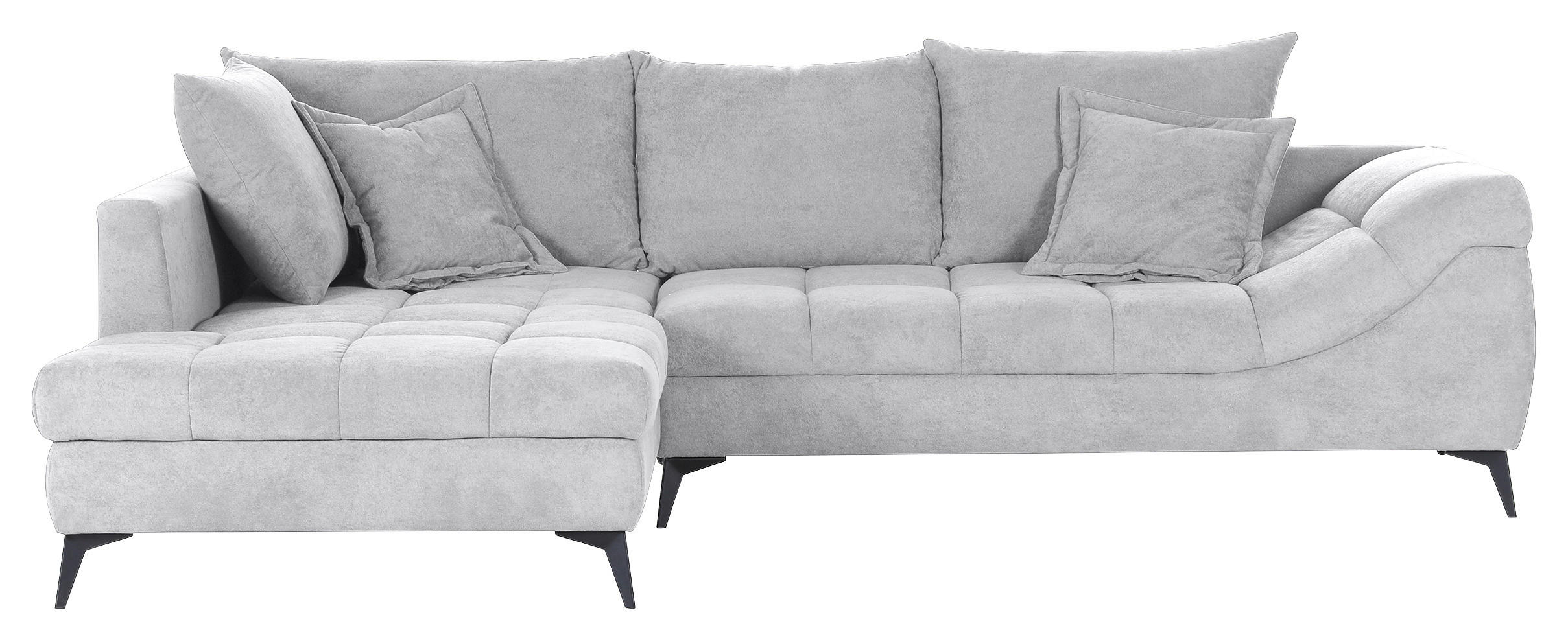 ECKSOFA Grauweiß Flachgewebe  - Grauweiß/Schwarz, Design, Textil/Metall (224/307cm) - Stylife