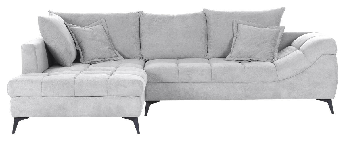 ECKSOFA in Flachgewebe Grauweiß  224/307 cm  - Grauweiß/Schwarz, Design, Textil/Metall (224/307cm) - Stylife