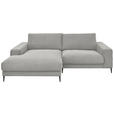 ECKSOFA Hellgrau Feincord Rücken echt  - Hellgrau/Schwarz, Design, Textil/Metall (177/253cm) - Dieter Knoll