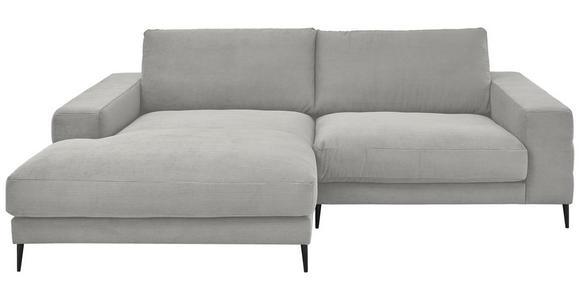 ECKSOFA Hellgrau Feincord Rücken echt  - Hellgrau/Schwarz, Design, Textil/Metall (177/253cm) - Dieter Knoll