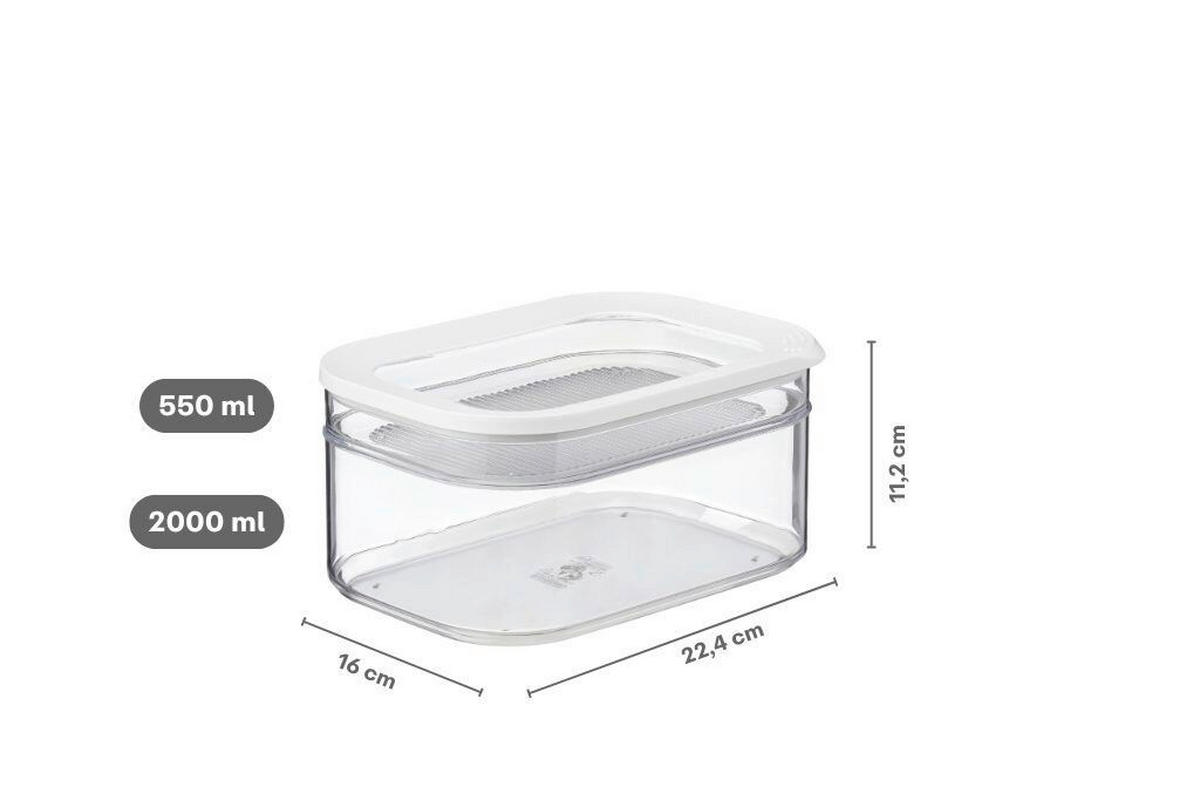 AUFSCHNITTDOSE Modula 2,550 L  - Transparent/Weiß, KONVENTIONELL, Kunststoff (22,9/16,4/8,7cm) - Mepal