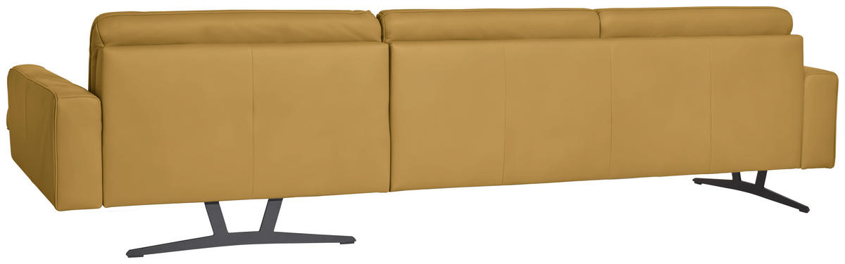 ECKSOFA in Echtleder Senfgelb  324/179 cm  - Anthrazit/Senfgelb, KONVENTIONELL, Leder/Metall (324/179cm) - Johann Jakob