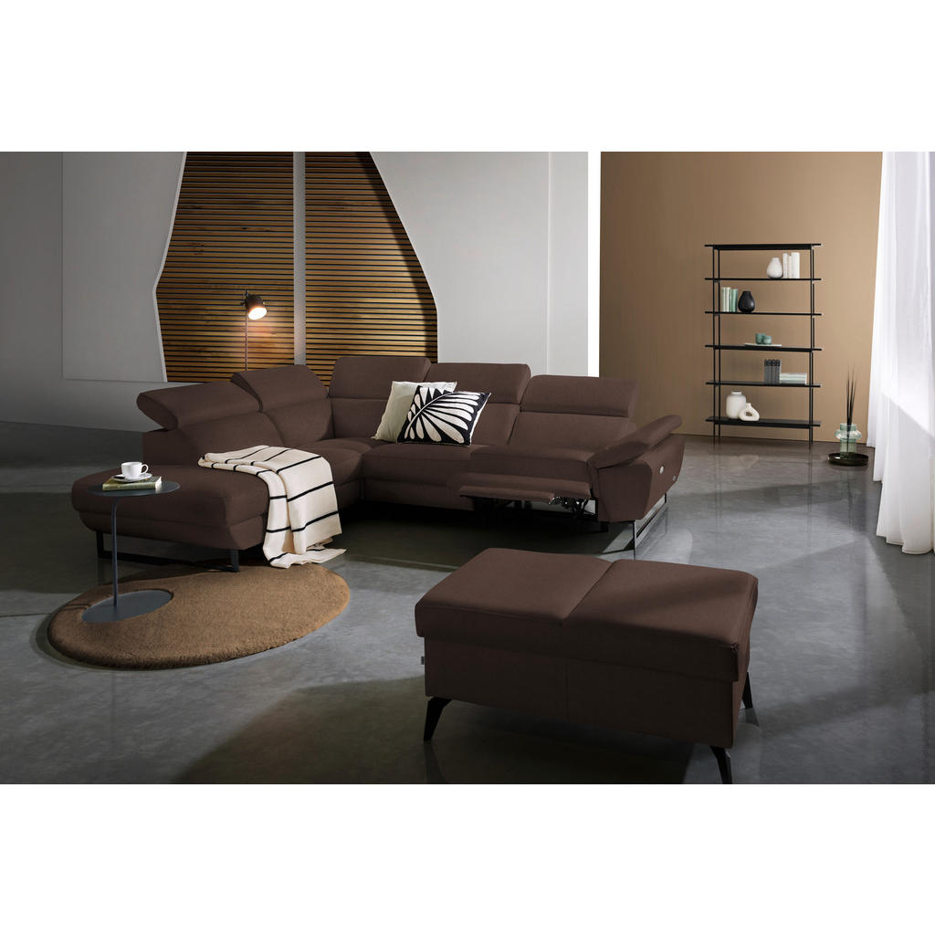 Thumbnail - Celina Home Ecksofa, Braun, Leder, Echtleder, Rindleder, Spaltleder, 5-Sitzer, Ottomane links, L-Form, 281x225 cm, Made ...