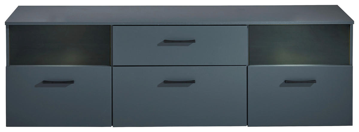 LOWBOARD  in 180/55/38 cm  - Anthrazit/Schwarz, Design, Glas/Holzwerkstoff (180/55/38cm) - MID.YOU