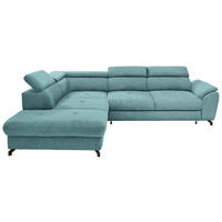 ECKSOFA  in Webstoff Blau  237/277 cm  - Blau/Schwarz, Design, Textil/Metall (237/277cm) - Stylife