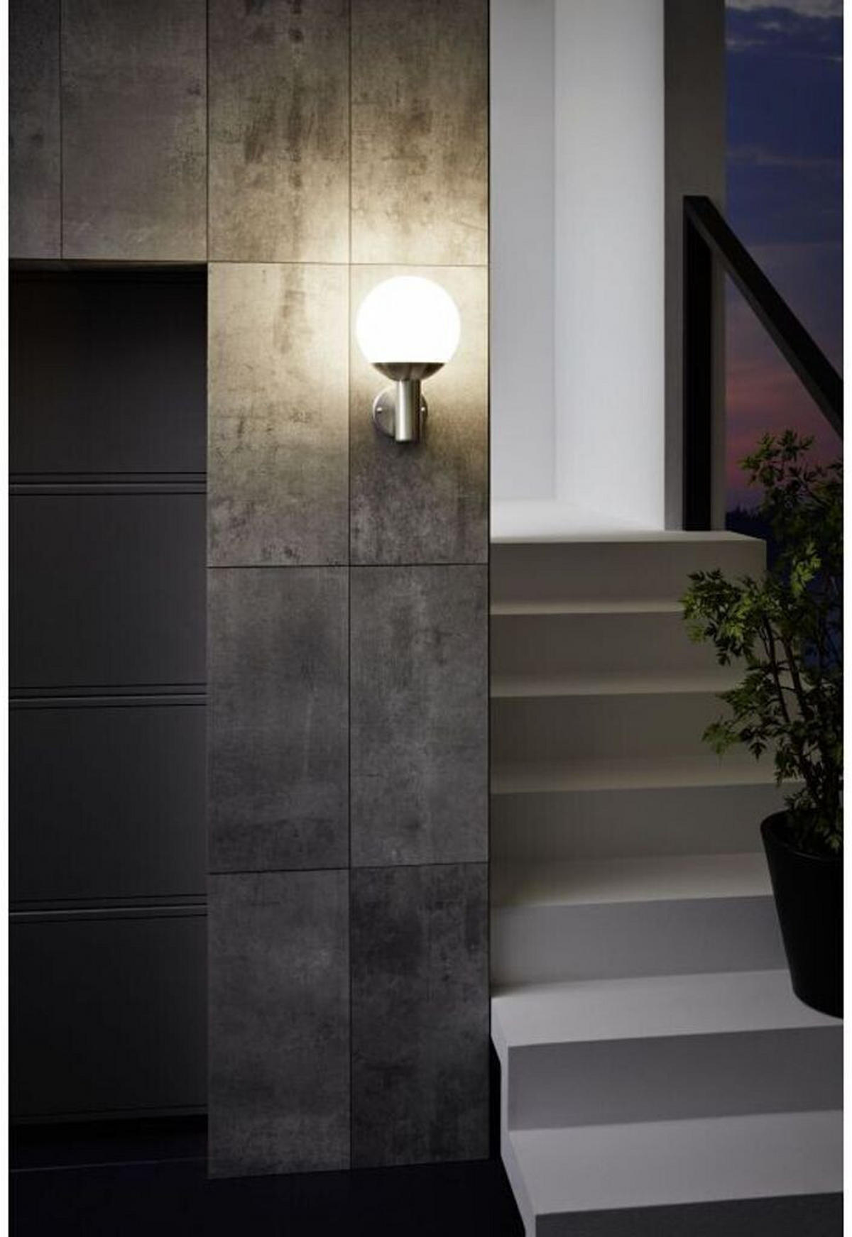 AUßENWANDLEUCHTE   - Edelstahlfarben/Weiß, Design, Kunststoff/Metall (31,5/20/22cm) - Eglo