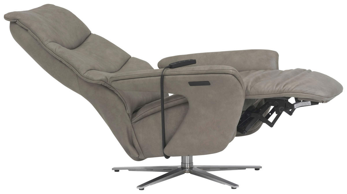 LEŽALNI POČIVALNIK,  siva, črna usnje - siva/črna, Moderno, usnje (72/113/86cm) - Himolla