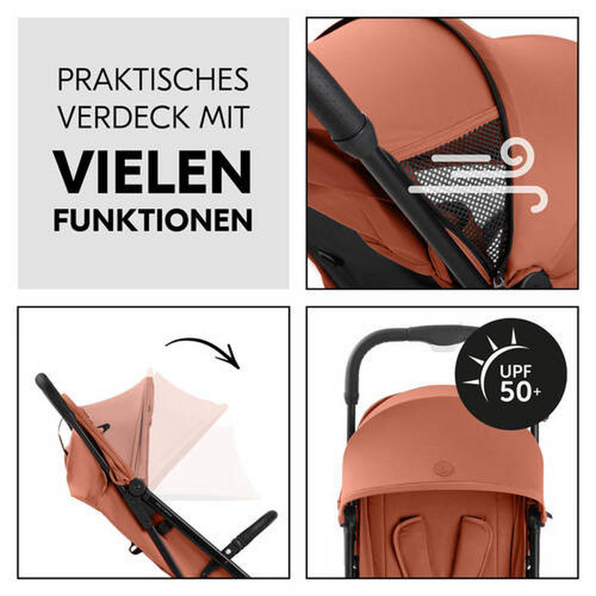 BUGGY TRAVEL N CARE PLUS  - Rostfarben/Schwarz, Basics, Textil/Metall (81/51,5/105cm) - Hauck