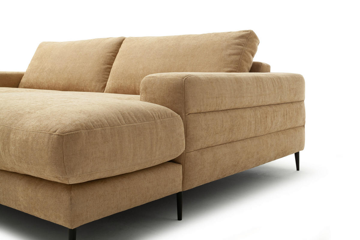 ECKSOFA in Flachgewebe Gelb  - Gelb/Schwarz, Design, Textil/Metall (177/253cm) - Dieter Knoll