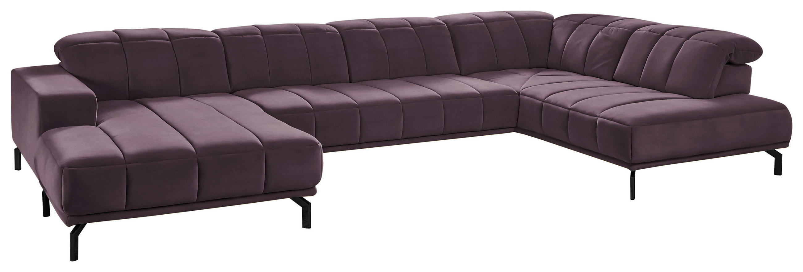 WOHNLANDSCHAFT Lila Velours  - Lila/Schwarz, Design, Textil/Metall (195/383/219cm) - Beldomo Style