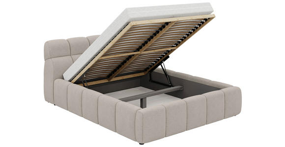 POLSTERBETT inkl. Bettkasten Lattenrost, Bettkasten Beige 180/200 cm - Beige/Schwarz, Design, Holz/Kunststoff (180/200cm) - Esposa
