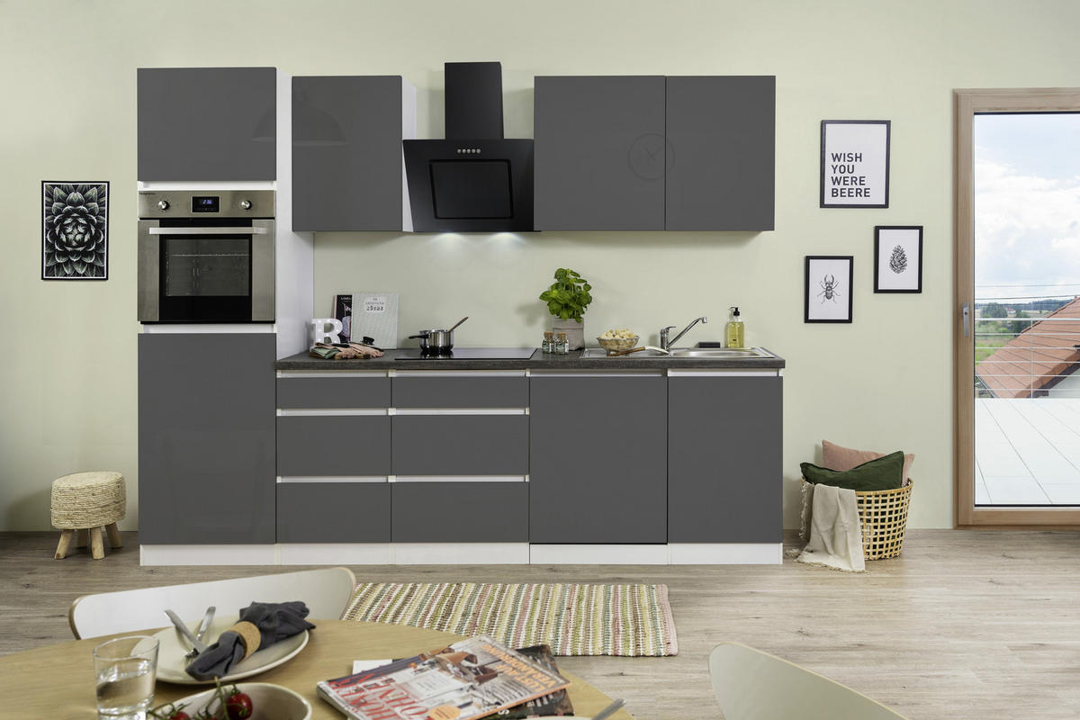 KÜCHENBLOCK 280 cm   in Weiss  - Weiss/Braun, Modern, Holzwerkstoff (280cm) - Respekta