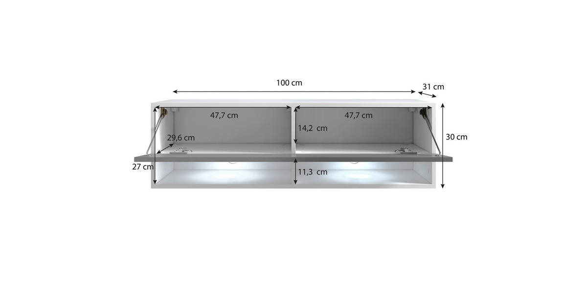 LOWBOARD Vera II  in 100/30/31 cm  - Eiche Wotan/Grau, Lifestyle, Holzwerkstoff/Kunststoff (100/30/31cm) - P & B