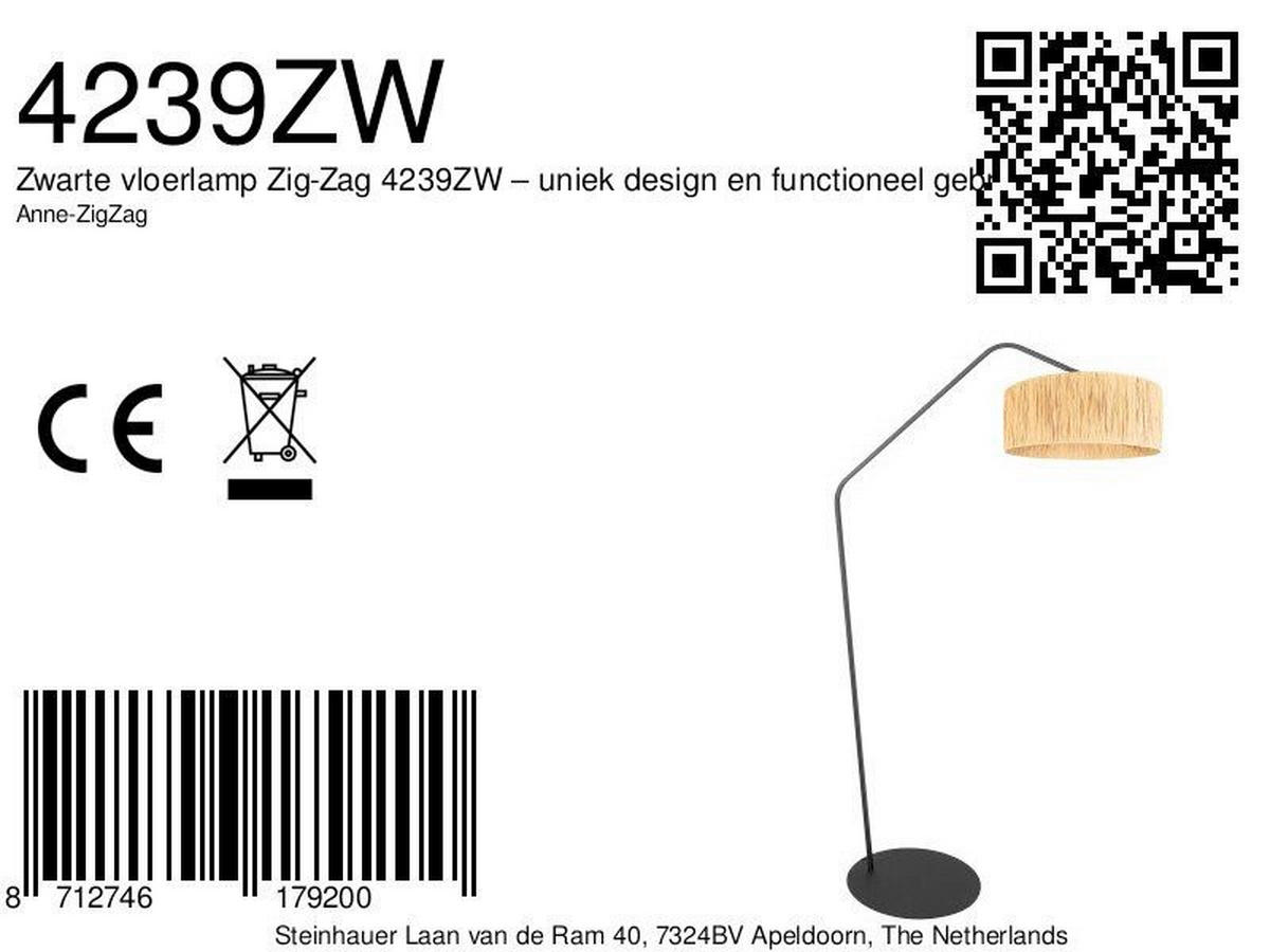 STEHLEUCHTE ZigZag 50/173/70 cm  - Schwarz/Braun, Trend, Textil/Metall (50/173/70cm)
