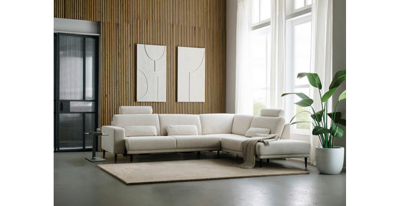 ECKSOFA Dieter Knoll Beige Chenille  - Beige/Schwarz, Design, Textil/Metall (303/254cm) - Dieter Knoll