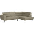 ECKSOFA  in Chenille Beige  280/205 cm  - Beige/Schwarz, Design, Textil/Metall (280/205cm) - Xora
