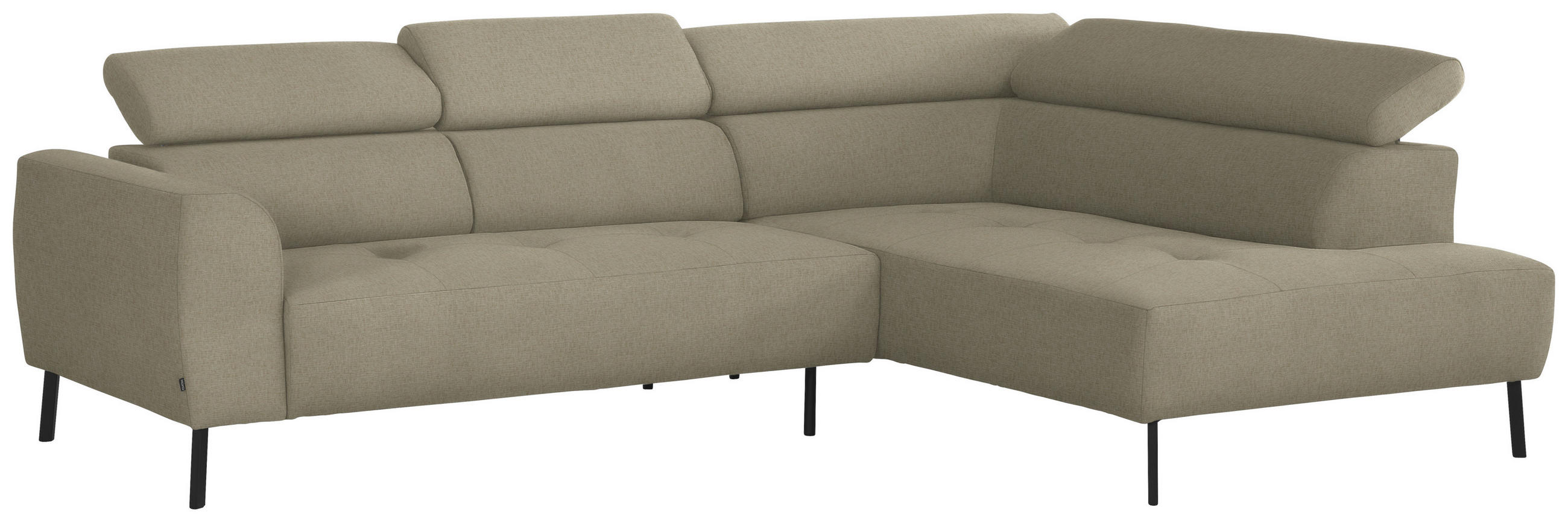 ECKSOFA in Chenille Beige  280/205 cm  - Beige/Schwarz, Design, Textil/Metall (280/205cm) - Xora