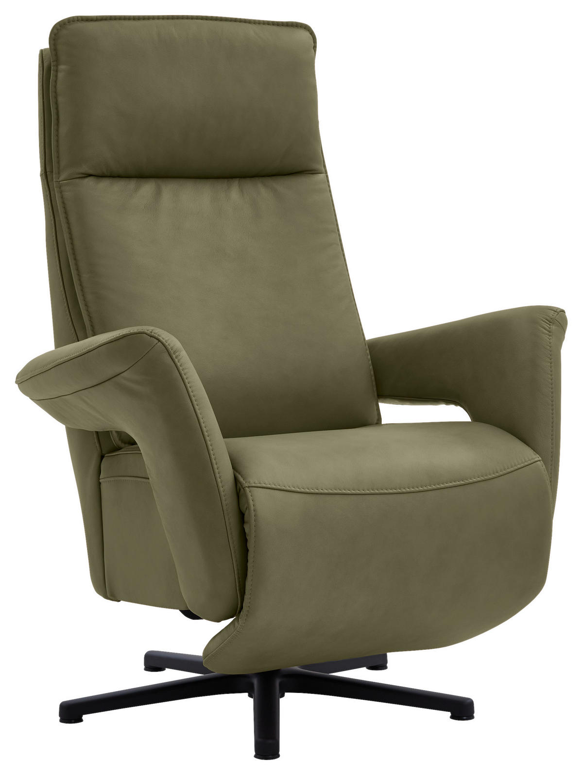RELAXSESSEL in Leder Grün  - Schwarz/Grün, Design, Leder/Metall (83/112/87-174cm) - Valdera
