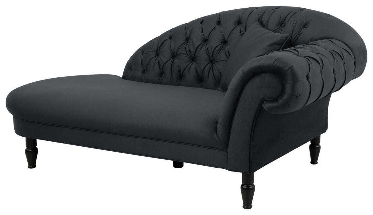 RÉCAMIERE Anthrazit Velours  - Anthrazit/Schwarz, Design, Holz/Textil (103/91/216cm) - MID.YOU