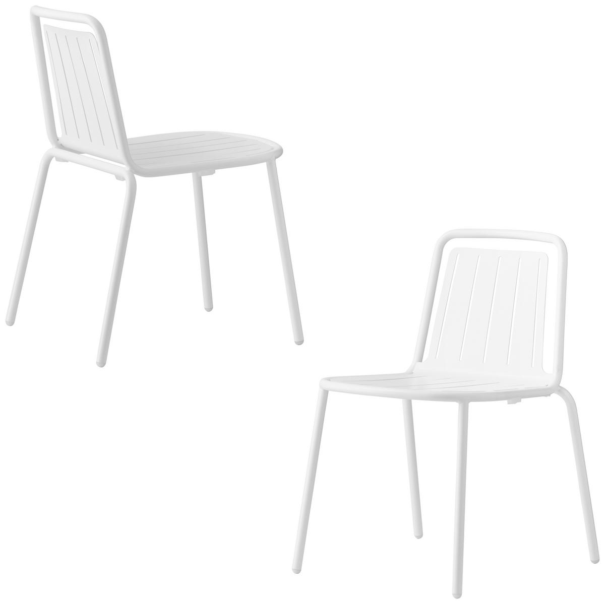 GARTENSTUHL-SET Edelstahl Weiß  - Weiß, Basics, Metall (54/79/57cm) - Connubia 