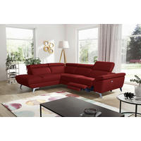 ECKSOFA  in Echtleder Rot  228/283 cm  - Silberfarben/Rot, Design, Leder/Metall (228/283cm) - Livetastic