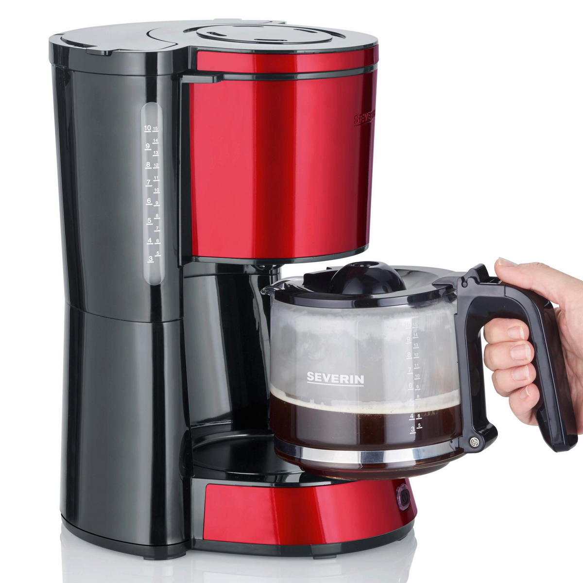 KAFFEEMASCHINE SEVERIN KA 4817  - Rot/Schwarz, Glas/Kunststoff (29/23/34cm) - Severin