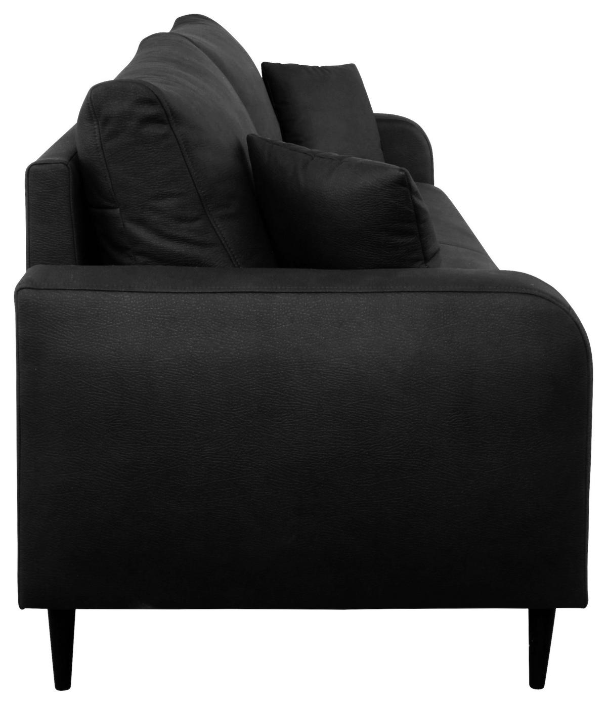 3-SITZER-SOFA in Lederlook Grau  - Schwarz/Grau, Konventionell, Holz/Textil (228/96/97cm) - Carryhome