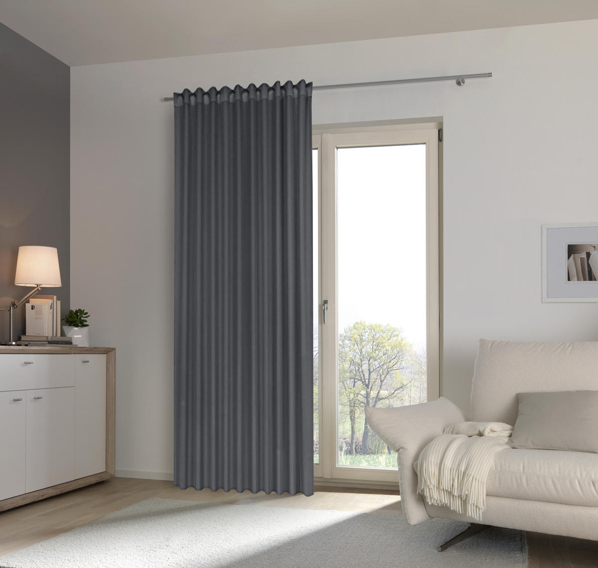 FERTIGVORHANG Verdunkelung  - Grau, Basics, Textil (135/245cm) - Boxxx