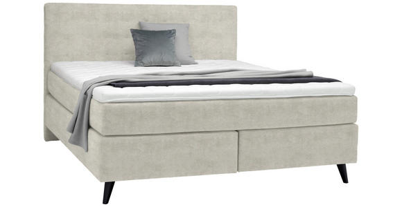 BOXSPRINGBETT 180/200 cm in Ecru - Ecru/Schwarz, KONVENTIONELL, Holz/Textil (180/200cm) - Voleo