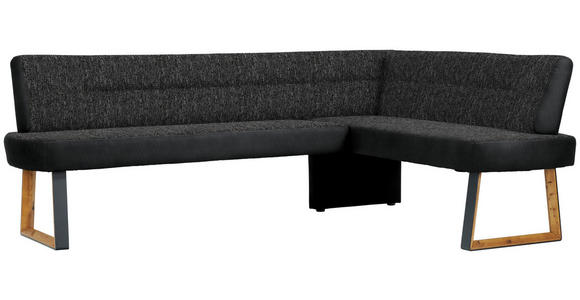 ECKBANK 215/173 cm  in Schwarz, Eichefarben  - Eichefarben/Schwarz, KONVENTIONELL, Holz/Textil (215/173cm) - Voleo
