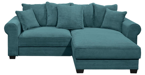 ECKSOFA Azurblau Cord  - Azurblau/Schwarz, KONVENTIONELL, Kunststoff/Textil (255/185cm) - Hom`in