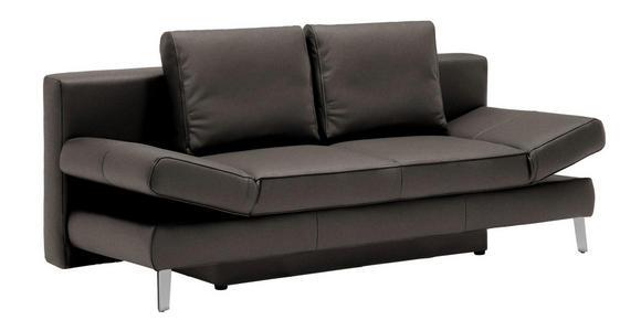 SCHLAFSOFA Dunkelbraun Echtleder  - Chromfarben/Dunkelbraun, Design, Leder/Metall (200/85/90cm) - Novel