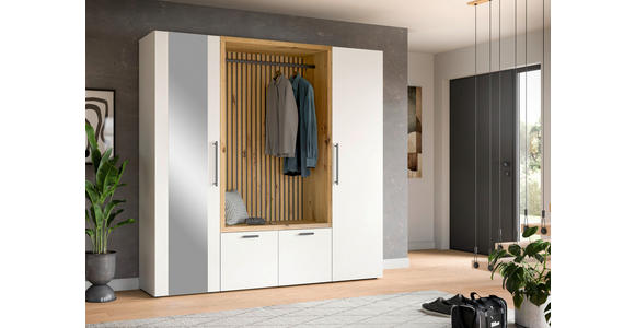 GARDEROBENSCHRANK  in 55/200/47 cm  - Schwarz/Weiß, MODERN, Glas/Holzwerkstoff (55/200/47cm) - Voleo