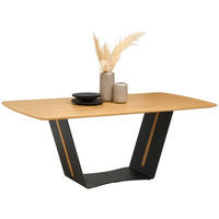 ESSTISCH Wildeiche furniert formgebogen Schwarz, Wildeiche  - Wildeiche/Schwarz, Design, Holz/Metall (200/100/76cm) - Koinor