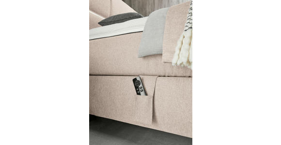 BOXSPRINGBETT 200/200 cm,  in Creme, motorische Verstellbarkeit, Matratzen, H3 + H3 = fest  - Creme/Schwarz, Design, Kunststoff/Textil (200/200cm) - Dieter Knoll