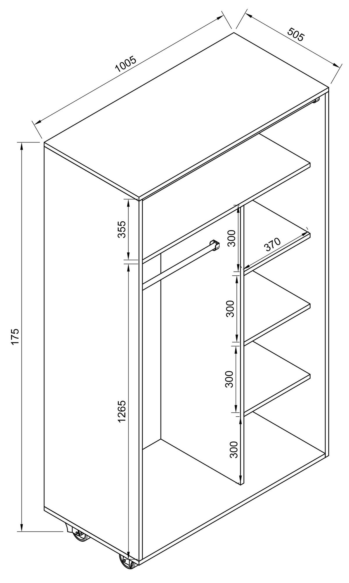 KLEIDERSCHRANK 101/175/51 cm Weiß  - Weiß/Grau, Design, Holzwerkstoff/Kunststoff (101/175/51cm) - MID.YOU