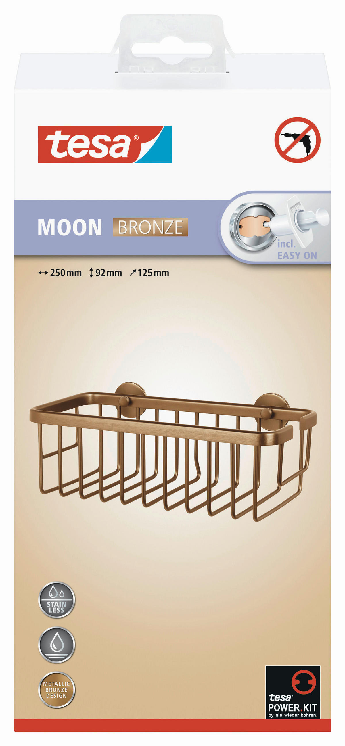 DUSCHKORB - Bronzefarben, Basics, Metall (25/9/12,5cm) - Tesa