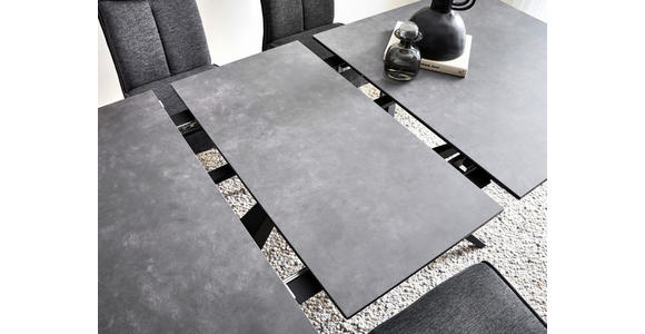 ESSTISCH in Metall, Glas, Keramik 180-230/95/76 cm - Schwarz/Grau, Design, Glas/Keramik (180-230/95/76cm) - Novel
