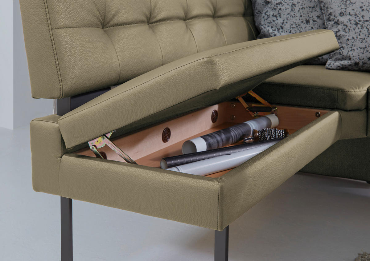 ECKBANK 158/200 cm Mikrofaser Grün   - Schwarz/Grün, Design, Textil/Metall (158/200cm) - Dieter Knoll