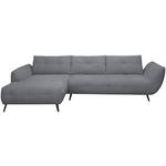 ECKSOFA Dunkelgrau Chenille Armlehnenkissen, Rücken echt, Sitztiefenverstellung  - Dunkelgrau/Schwarz, KONVENTIONELL, Textil/Metall (215/313cm) - Hom`in