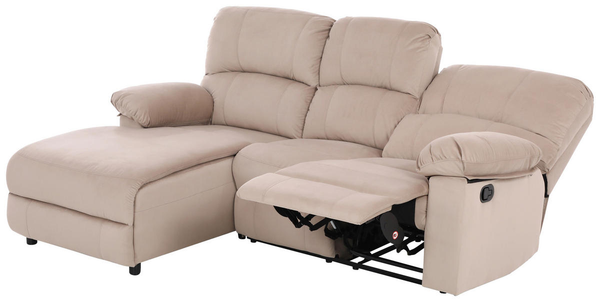 ECKSOFA in Webstoff Beige  - Beige/Schwarz, Basics, Kunststoff/Textil (159/216cm) - P & B