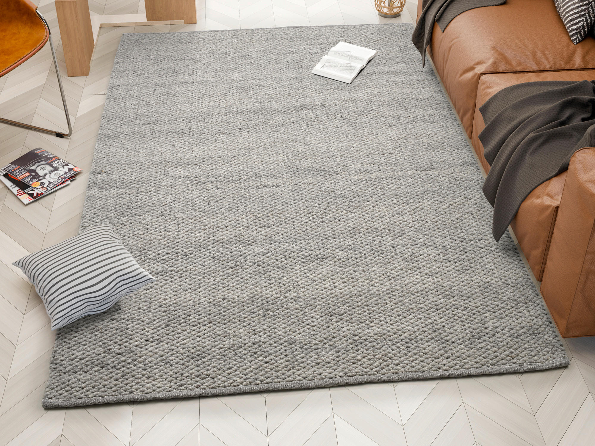 HANDWEBTEPPICH 130/190 cm Grau  - Grau, Basics, Textil (130/190cm) - Linea Natura