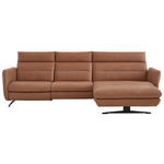 ECKSOFA in Echtleder Haselnussfarben  - Schwarz/Haselnussfarben, Design, Leder/Metall (300/157cm) - Dieter Knoll