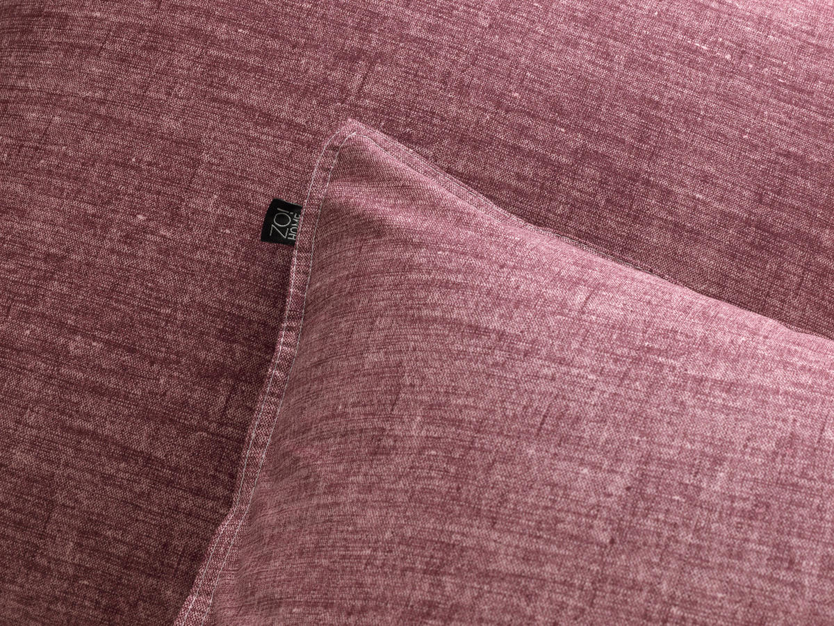 BETTWÄSCHE 3-teilig Lino Renforcé 200/200 cm  - Weinrot, Basics, Textil (200/200cm)