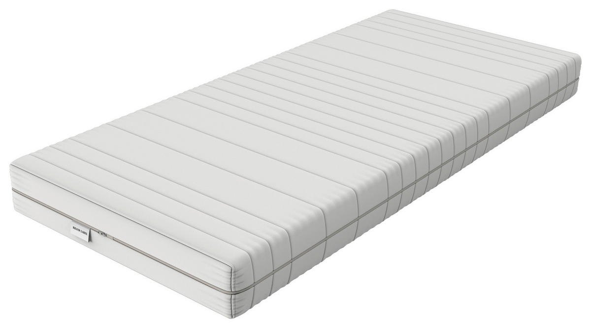 KALTSCHAUMMATRATZE 180/200 cm, Höhe ca.: 18 cm, H3 = fest, 7-Zonen - Weiß, Basics, Textil (180/200cm) - Chameo
