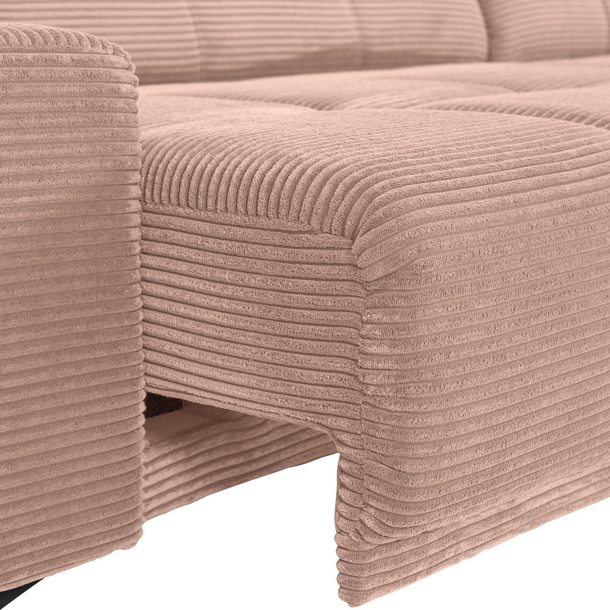 ECKSOFA in Cord Altrosa  - Schwarz/Altrosa, Konventionell, Textil/Metall (295/165cm) - Carryhome