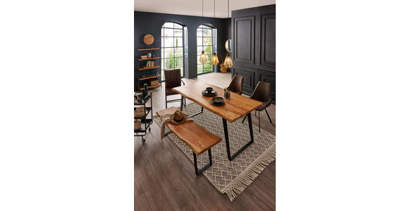 ESSTISCH in Holz, Metall 175/90/76 cm - Schwarz/Akaziefarben, KONVENTIONELL, Holz/Metall (175/90/76cm) - Ambia Home